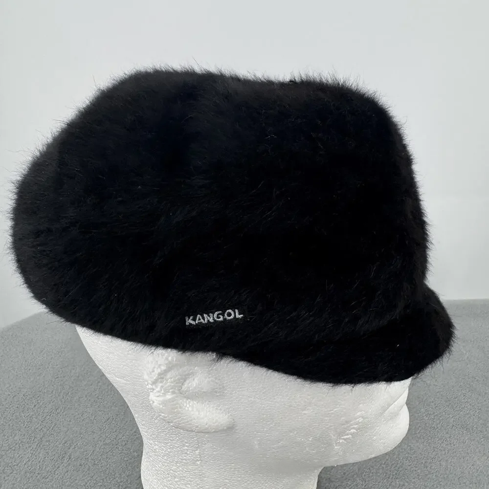 Kangol Heritage Furgora Wendy Black Angora Blend Fuzzy Cap Hat One Size
